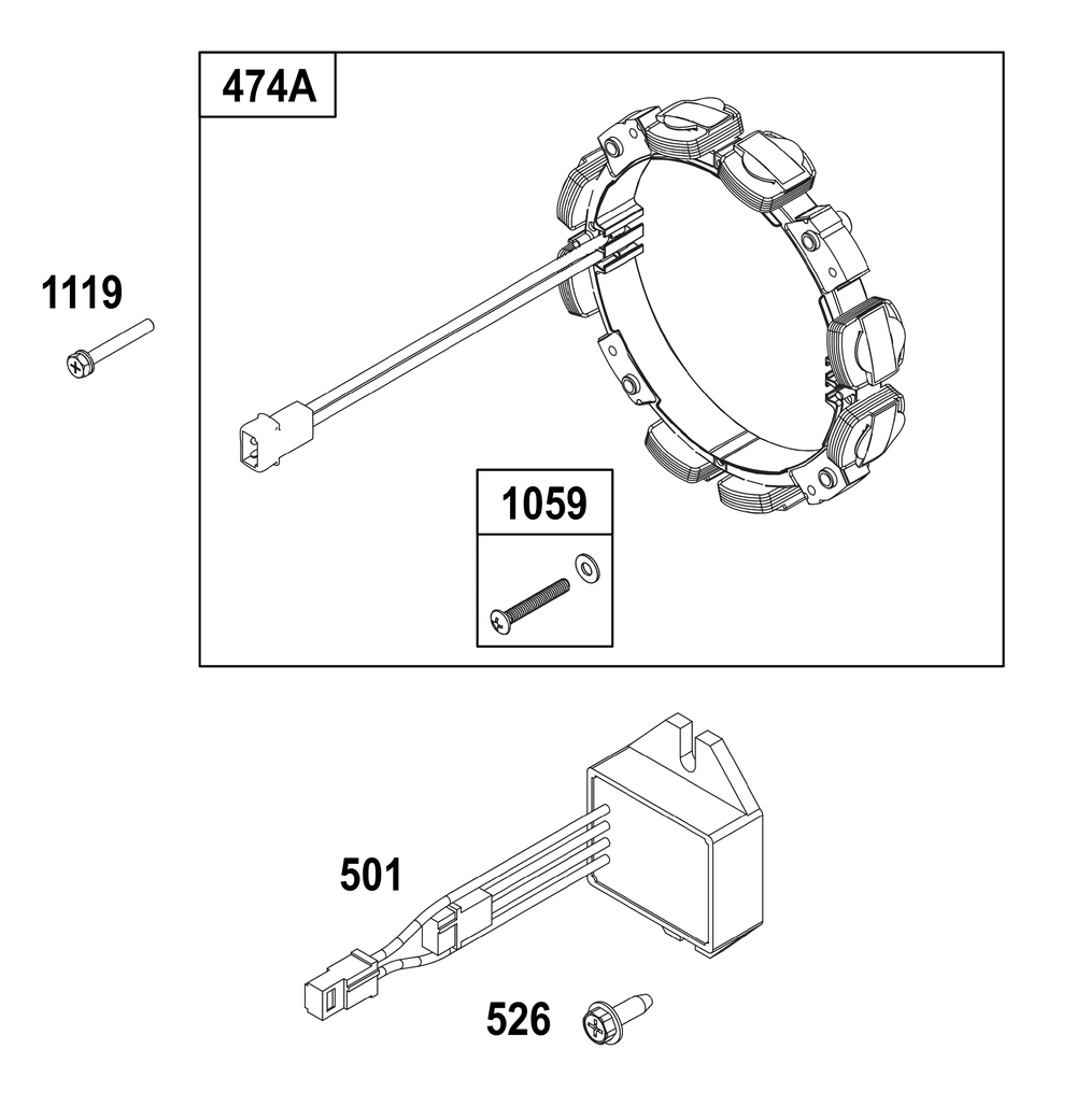 Alternator Group Diagram and Parts List for 305447-0335-F1 200000 - 399999 Briggs and Stratton Engine